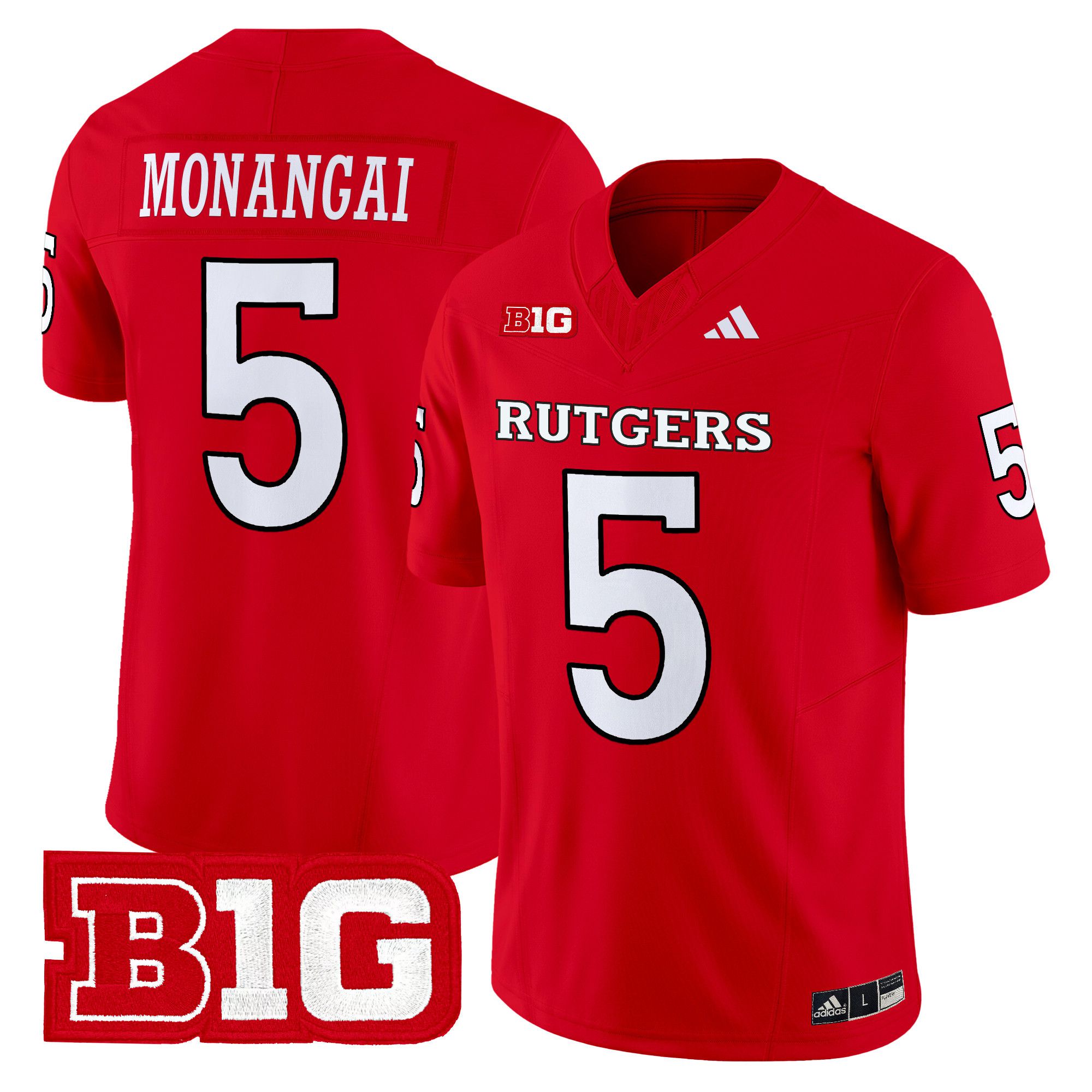 Men Rutgers Scarlet Knights #5 Monangai Red 2024 Vapor Limited NCAA Jersey style 1